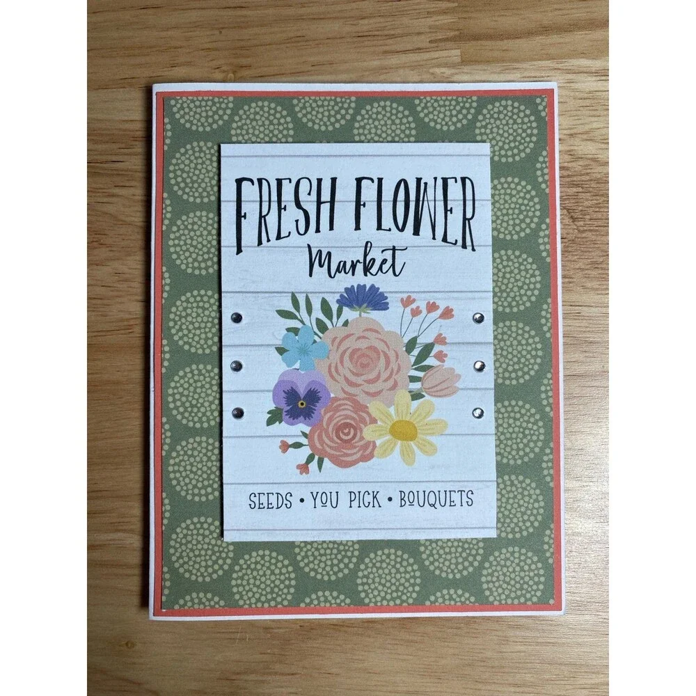 Handmade Spring Greeting Card A2 Floral Card Blank Inside w/ Envelope
